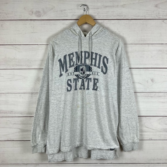 Vintage 1990s Memphis State Hooded Long Sleeve Shirt XL - Picture 1 of 7